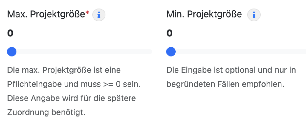 max Projektgröße